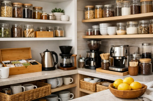 A Tea and Coffee Pantry Example That Stays Fresh
